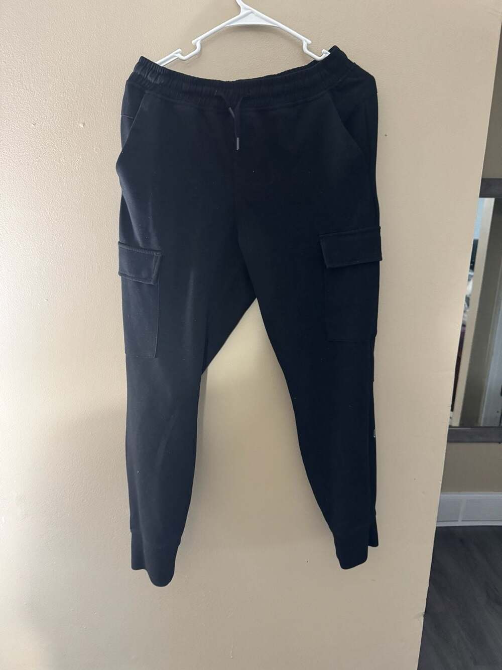 Black Cotton Blend Cargo Jogger Sweatpants